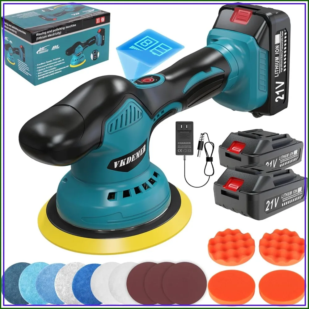 6" Cordless Car Buffer Polisher, 21V Rechargeable, 8-Speed 5500RPM, Dual Action Orbital for Detailing, Scratch Removal
6" Cordless Car Buffer Polisher, 21V Rechargeable, 8-Speed 5500RPM, Dual Action Orbital for Detailing, Scratch Removal