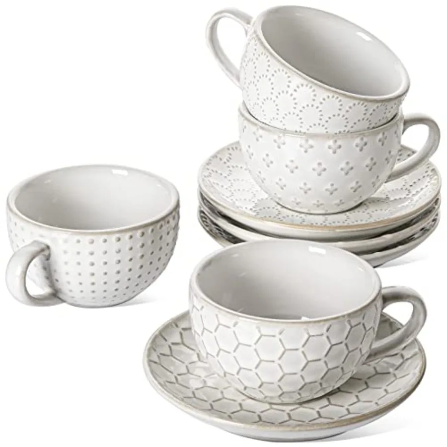 Cappuccino Cups with Saucers - 6 oz Ceramic Coffee Cup and Saucer Set for Latte, Cafe Au Lait, Flat White, Mocha, Tea, Dishwash
Cappuccino Cups with Saucers - 6 oz Ceramic Coffee Cup and Saucer Set for Latte, Cafe Au Lait, Flat White, Mocha, Tea, Dishwash