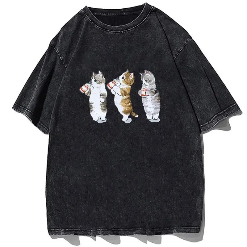 Three Cute Cats with Soda Cans Graphic Washed Black Cotton T-shirt for Men 2026 Summer Casual Loose Fit Streetwear
Three Cute Cats with Soda Cans Graphic Washed Black Cotton T-shirt for Men 2026 Summer Casual Loose Fit Streetwear