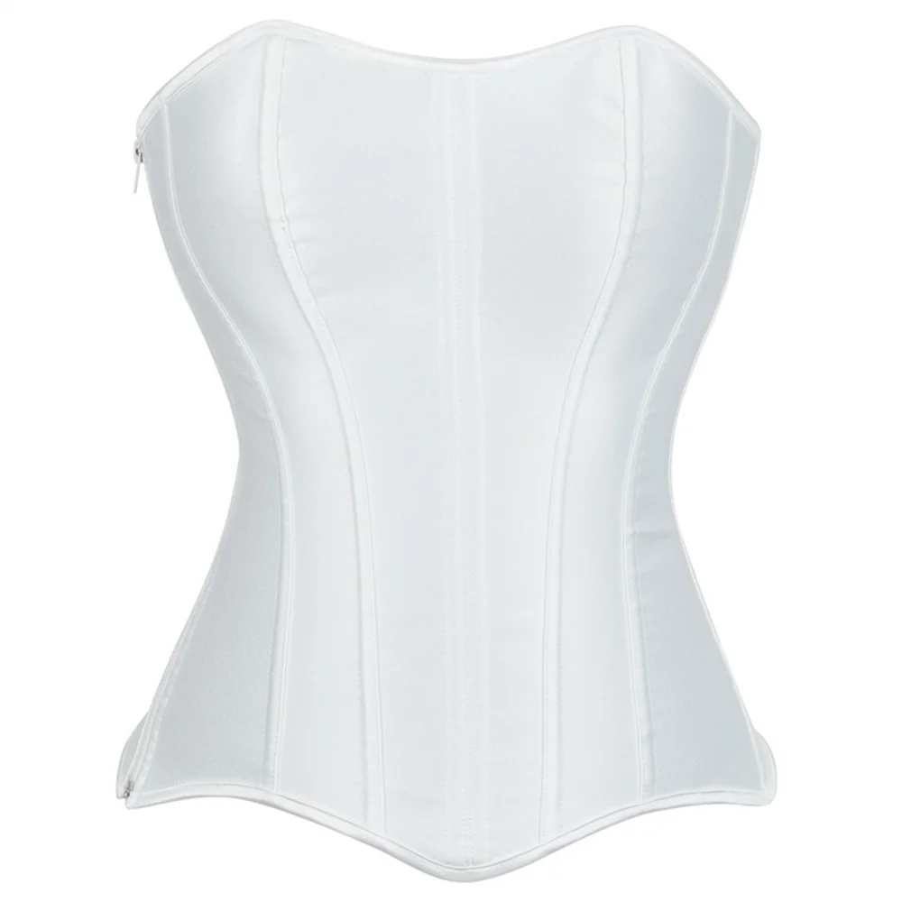 Women Sexy White Satin Simplicity Overbust Corsets Tops Gothic Side Zipper Lace-up Lingerie Boned Body Shaper Strapless Bustier
Women Sexy White Satin Simplicity Overbust Corsets Tops Gothic Side Zipper Lace-up Lingerie Boned Body Shaper Strapless Bustier