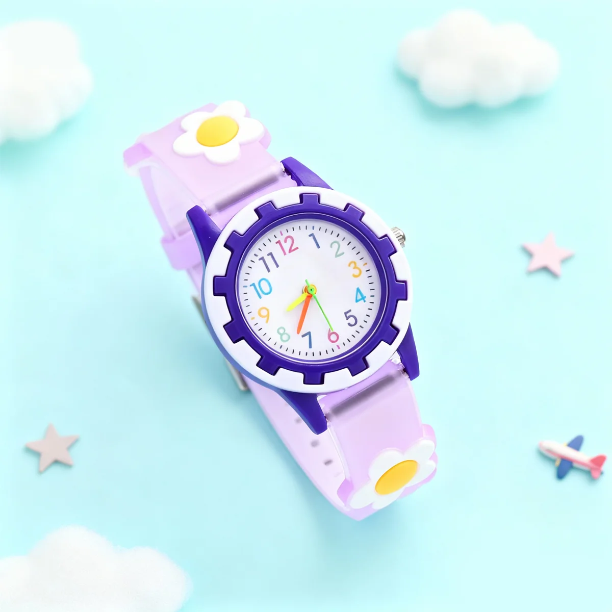 Fashion cute flower silicone strap color scale pointer children's quartz watch, suitable for daily wear, Christmas gifts
Fashion cute flower silicone strap color scale pointer children's quartz watch, suitable for daily wear, Christmas gifts