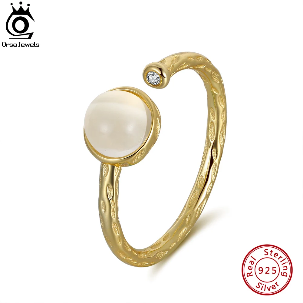 ORSA JEWELS 925 Sterling Silver Natural Moonstone Rings Girls Wedding White Zircon Band Ring Adjustable Engagement Jewelry GMR08
ORSA JEWELS 925 Sterling Silver Natural Moonstone Rings Girls Wedding White Zircon Band Ring Adjustable Engagement Jewelry GMR08