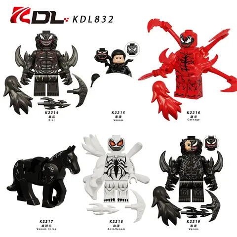 6 unids/set Venom Horse Riot Carnage Anti-venom figuras de construcción Juguetes