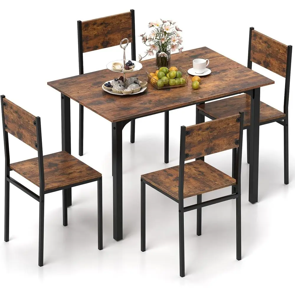 Space-Saving 4-Piece Rustic Brown Metal Dining Set for Small Spaces
Space-Saving 4-Piece Rustic Brown Metal Dining Set for Small Spaces