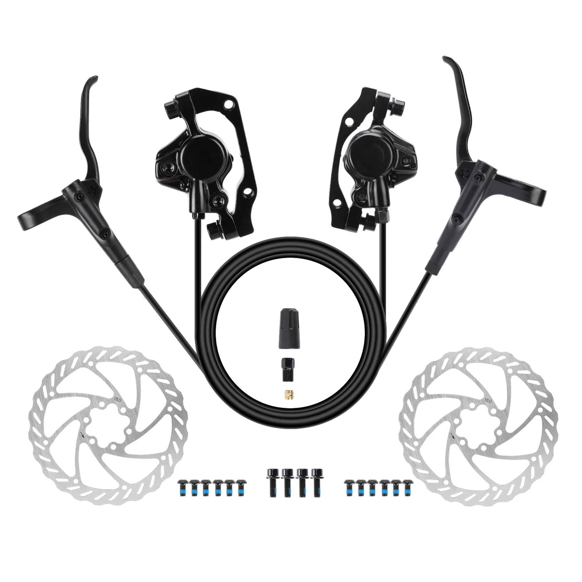 Bicycle hydraulic double-piston brake with high-performance and cost-effectiveness, 160MM discs Right front left right
Bicycle hydraulic double-piston brake with high-performance and cost-effectiveness, 160MM discs Right front left right
