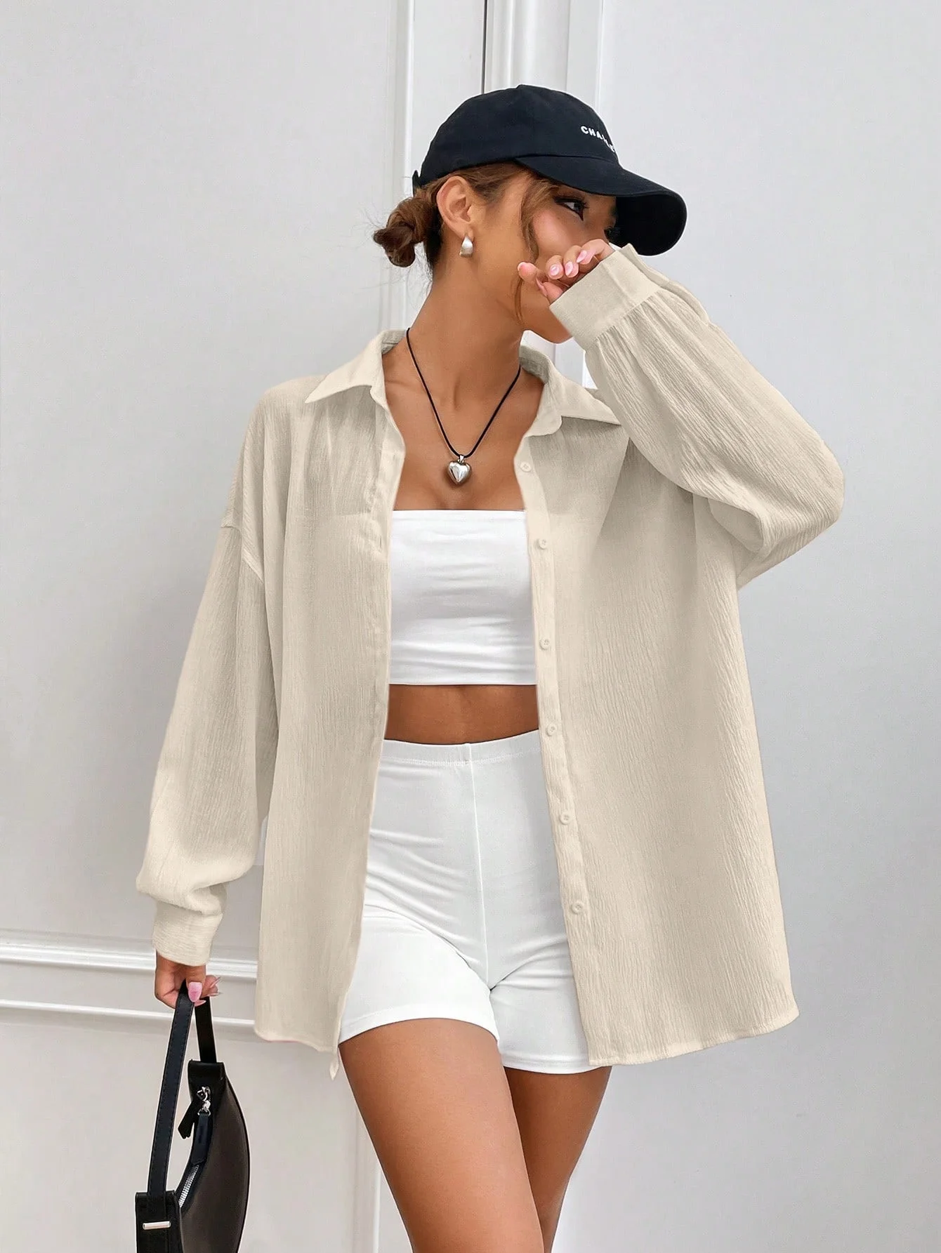 Elegant ladies' gown casual office solid color loose retro pullover cardigan long sleeve ladies' blouse summer sun protection
Elegant ladies' gown casual office solid color loose retro pullover cardigan long sleeve ladies' blouse summer sun protection