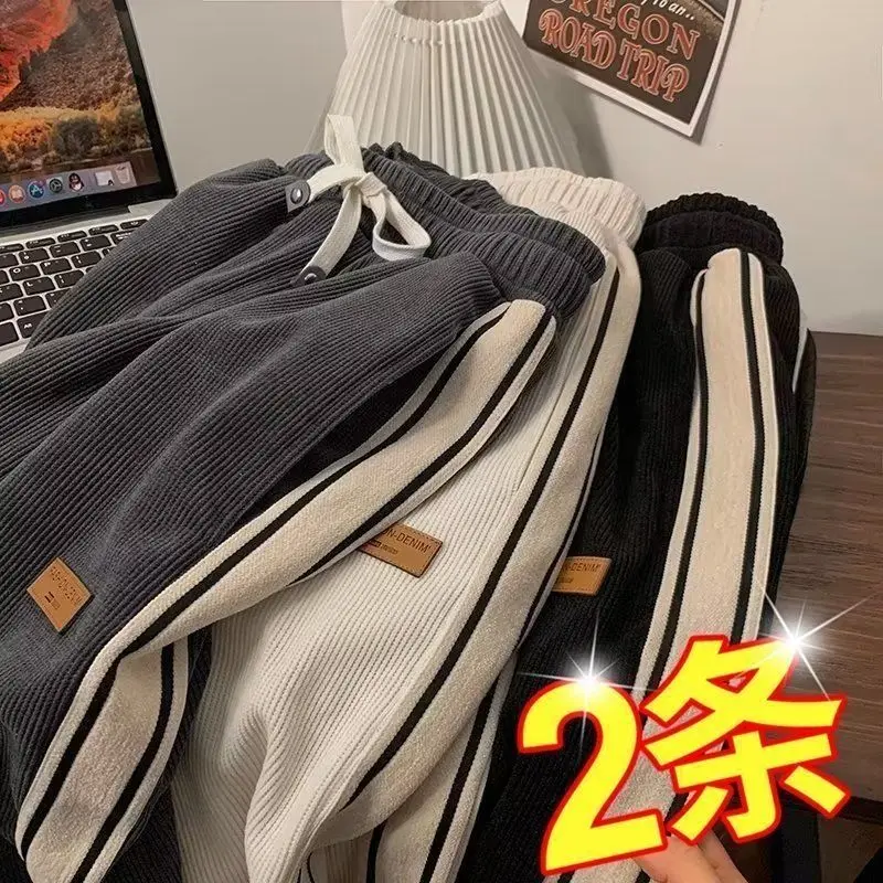 Мужские спортивные брюки свободного кроя с флисовой подкладкой, осенне-зимние модные брендовые повседневные спортивные штаны, молодежные полосатые брюки прямого кроя
Мужские спортивные брюки свободного кроя с флисовой подкладкой, осенне-зимние модные брендовые повседневные спортивные штаны, молодежные полосатые брюки прямого кроя