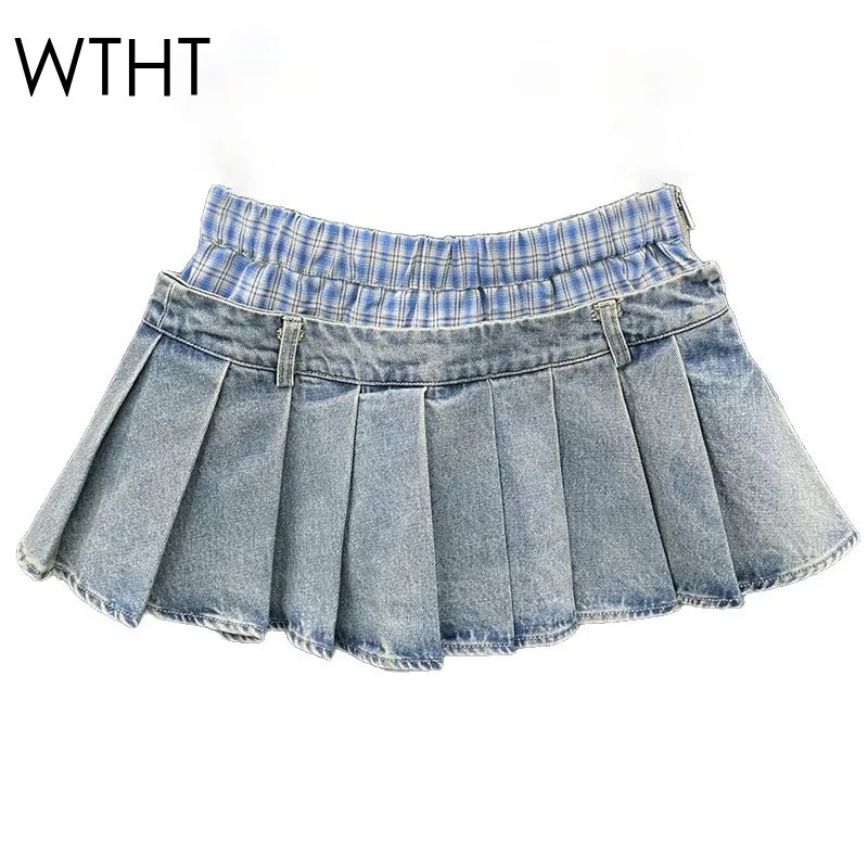 WTHT New Trendy Women's Spliced Plaid Fake Two-piece A-line Denim Skirts 2025 Summer High Waist Pleated Skirt Female 1LS1815
WTHT New Trendy Women's Spliced Plaid Fake Two-piece A-line Denim Skirts 2025 Summer High Waist Pleated Skirt Female 1LS1815