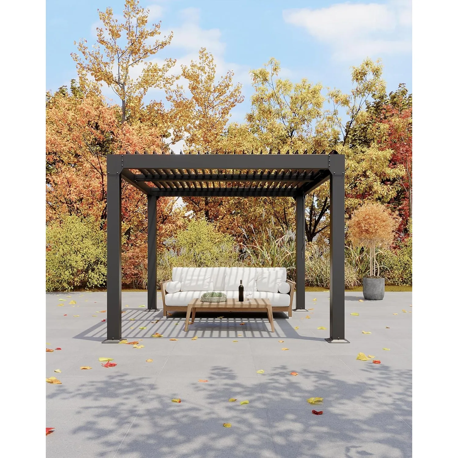 10x10ft Aluminum Louvered Pergola Adjustable Roof Durable Easy Assembly Modern Patio Garden Shelter, Custom
10x10ft Aluminum Louvered Pergola Adjustable Roof Durable Easy Assembly Modern Patio Garden Shelter, Custom
