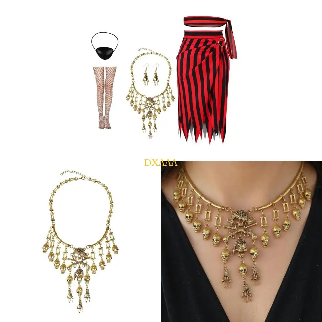 DXAA Pirate Costume Set Includes Dress Pirate Headscarf Eye Patches Necklace Earrings Stocking for Women Halloween Cosplay
DXAA Pirate Costume Set Includes Dress Pirate Headscarf Eye Patches Necklace Earrings Stocking for Women Halloween Cosplay