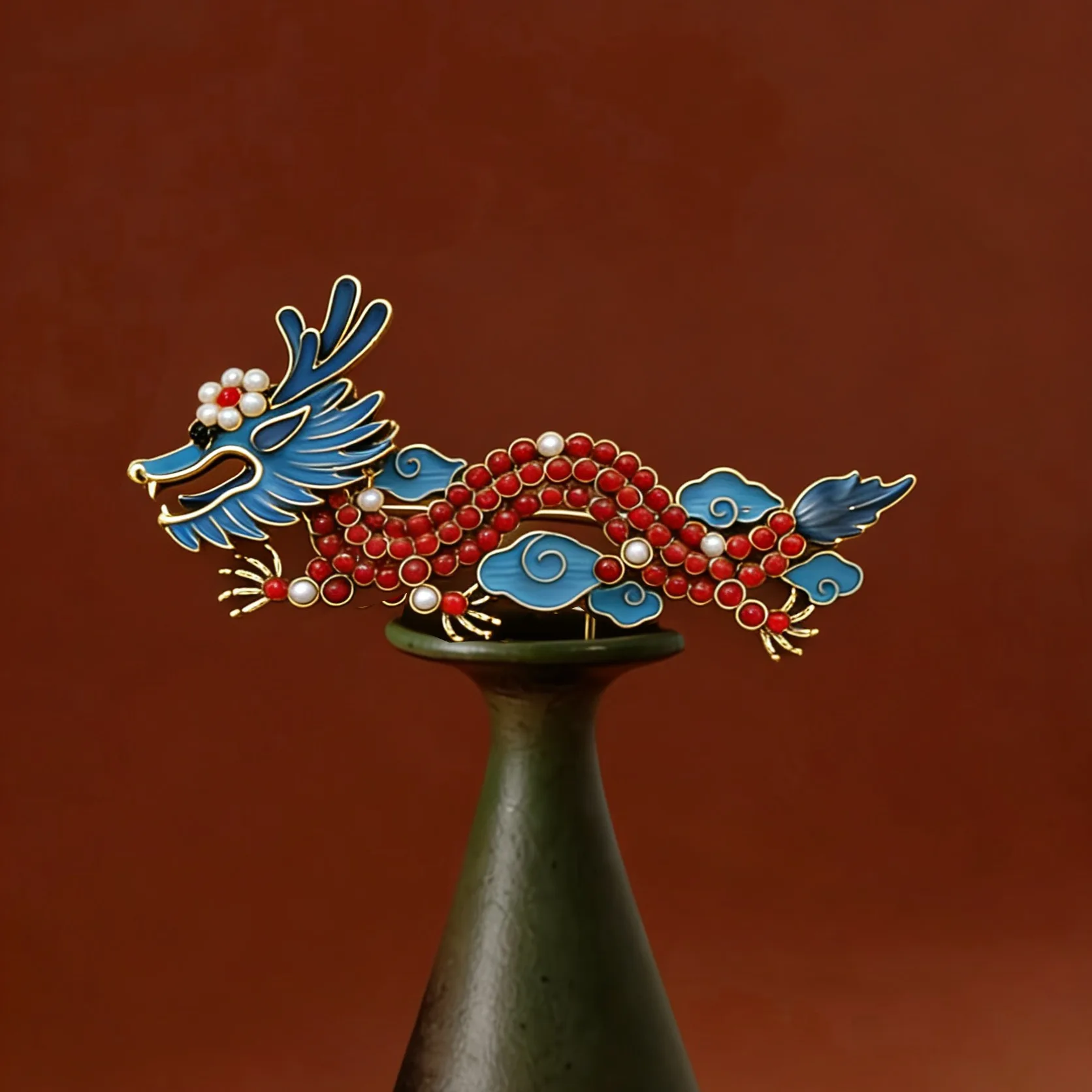 Chinese Red Xianglong National Style Spring Clip Imitation Burnt Blue Tenglong Hair Clip Half Tie Ponytail Hair Accessory
Chinese Red Xianglong National Style Spring Clip Imitation Burnt Blue Tenglong Hair Clip Half Tie Ponytail Hair Accessory 