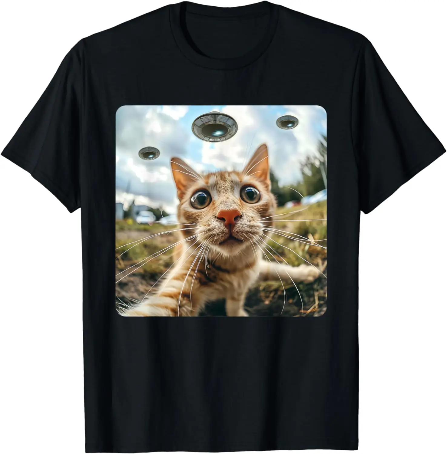 Funny Cute Cat Selfie with UFO T-Shirt for Men Women Graphic T Shirts Kawaii Animal Pets Lover Cotton Clothing
Funny Cute Cat Selfie with UFO T-Shirt for Men Women Graphic T Shirts Kawaii Animal Pets Lover Cotton Clothing