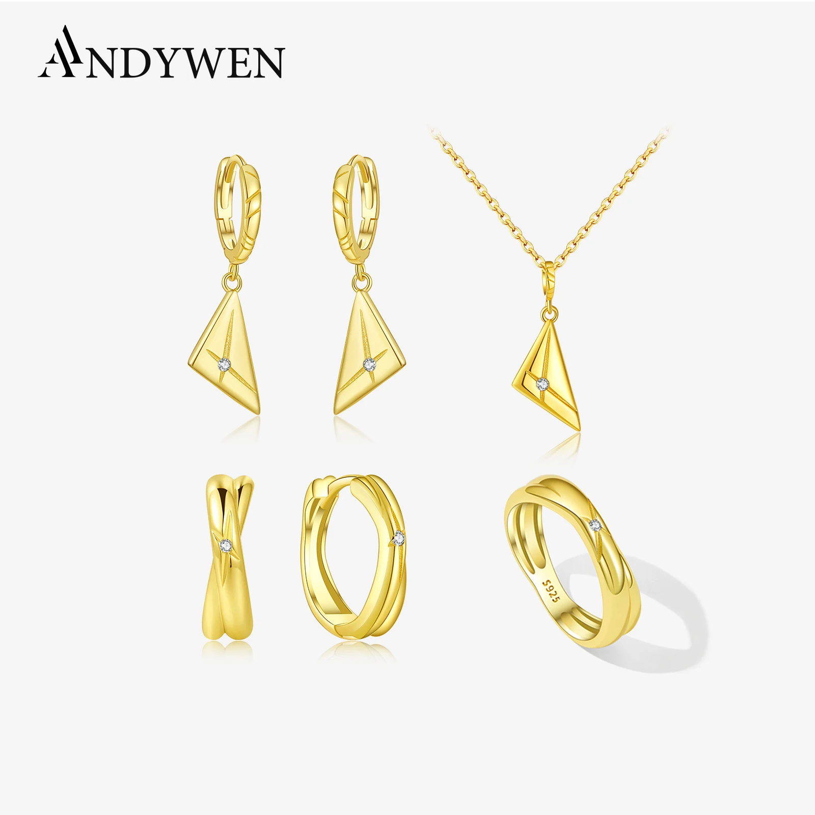 ANDYWEN 925 Sterling Silver Triangle Pendant Necklace Drop Earring Ring CZ Zircon Luxury Jewelry Set Women Fine Vintage Jewelry
ANDYWEN 925 Sterling Silver Triangle Pendant Necklace Drop Earring Ring CZ Zircon Luxury Jewelry Set Women Fine Vintage Jewelry