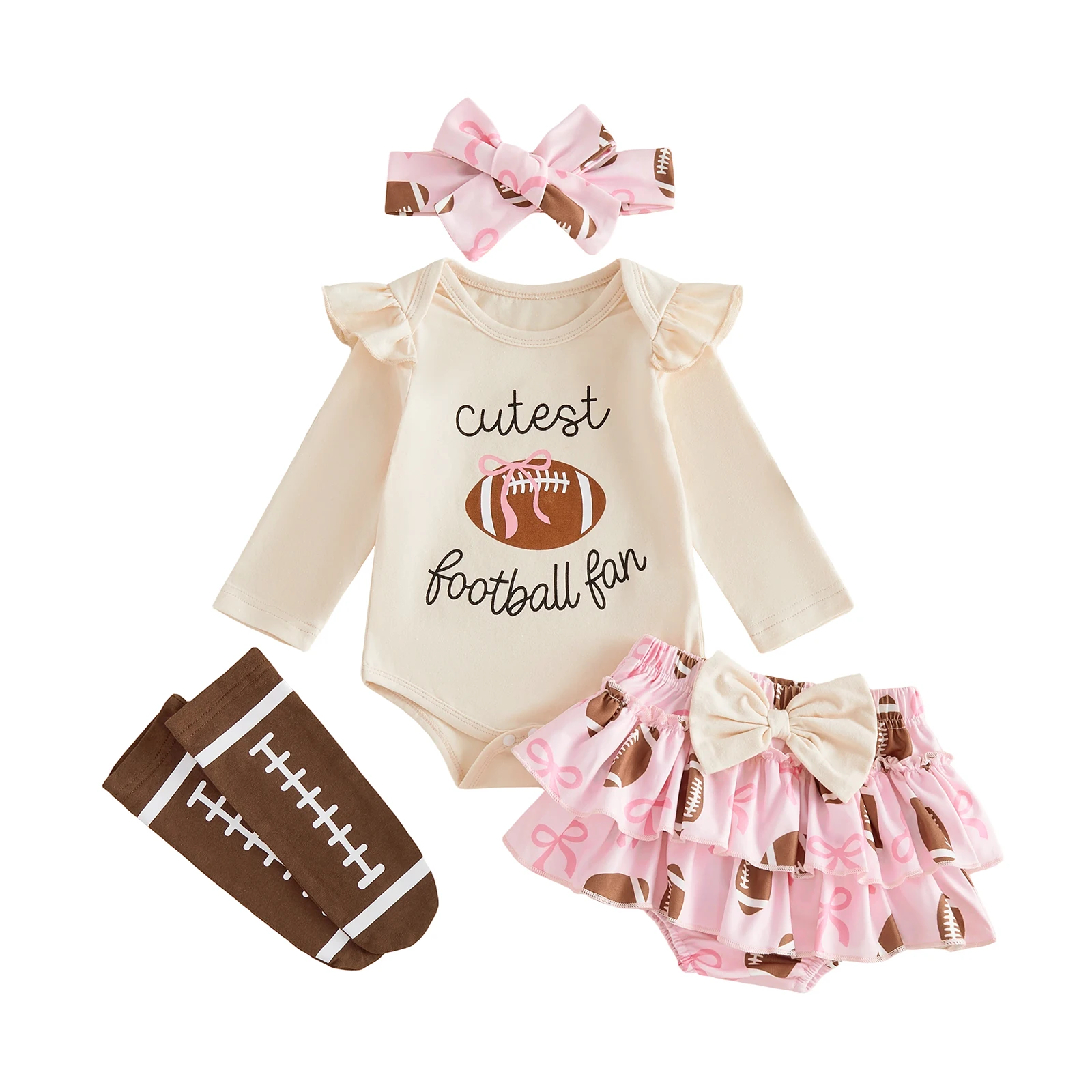 Baby Girls Spring Shorts Outfits Flying Sleeve Letter Rugby Print Romper Tiered PP Shorts Headband Socks Sets
Baby Girls Spring Shorts Outfits Flying Sleeve Letter Rugby Print Romper Tiered PP Shorts Headband Socks Sets
