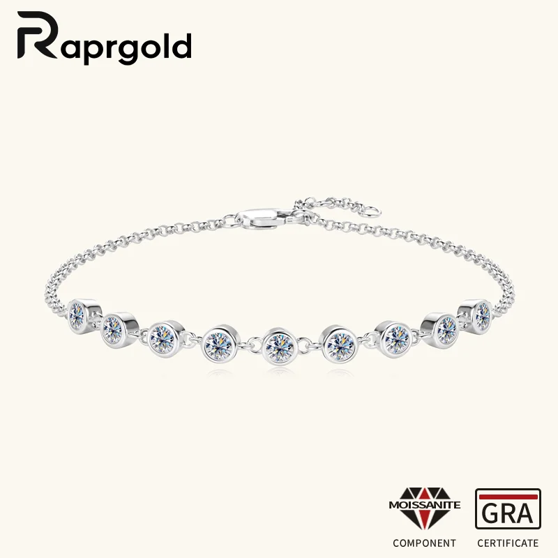 RAPRGOLD S925 Sterling Silver Bracelet for Women Round All Moissanite Charm Bracelets Chain Wedding Fine Jewelry Gifts pulseras
RAPRGOLD S925 Sterling Silver Bracelet for Women Round All Moissanite Charm Bracelets Chain Wedding Fine Jewelry Gifts pulseras