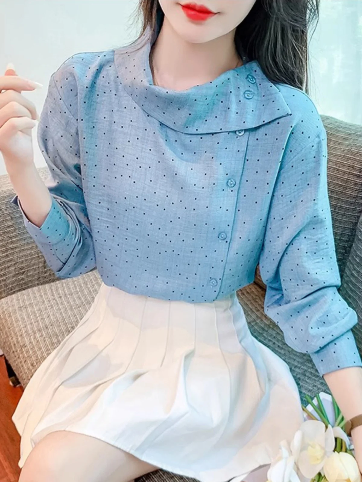 Sweet Polka Dot Long Sve Women's irt Faionable Ele Korean Sle Commute Straight Cut Premium Feel Lightweight irt
Sweet Polka Dot Long Sve Women's irt Faionable Ele Korean Sle Commute Straight Cut Premium Feel Lightweight irt