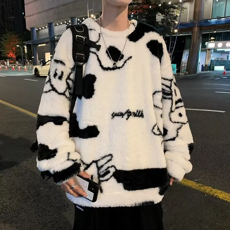 Lamb Velvet Long Sleeve round Neck Knitwear Thickened Autumn Winter Men's Casual Warm Casual Sweater Youth Vitality Style
Lamb Velvet Long Sleeve round Neck Knitwear Thickened Autumn Winter Men's Casual Warm Casual Sweater Youth Vitality Style