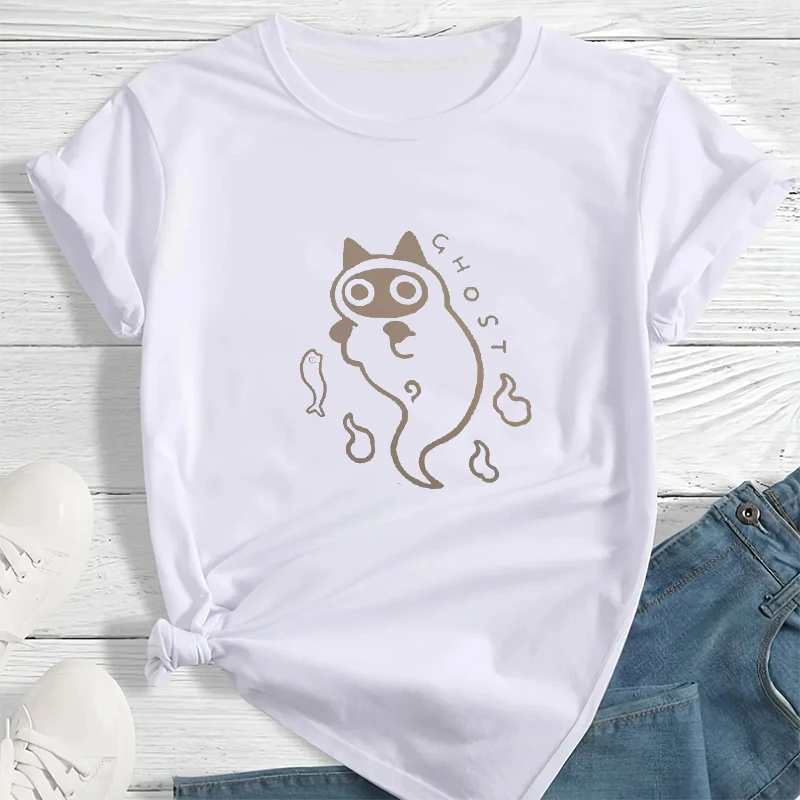 Ghost Cat Loose Short Sleeved T-shirt Women Original Fashion Couple Cat Transparent Ghost Cat Goth Harajuku Y2k Clothing Top
Ghost Cat Loose Short Sleeved T-shirt Women Original Fashion Couple Cat Transparent Ghost Cat Goth Harajuku Y2k Clothing Top