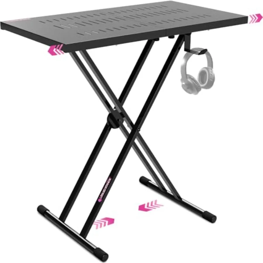 Portable DJ Table Stand for Laptop, Controller, MIDI Keyboard Synth Expandable X-Style Audio Mixer Stand in Black with Heavy-Du
Portable DJ Table Stand for Laptop, Controller, MIDI Keyboard Synth Expandable X-Style Audio Mixer Stand in Black with Heavy-Du