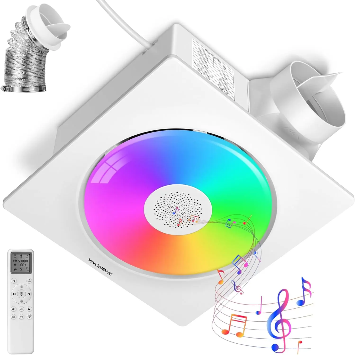 Bathroom Exhaust Fan with RGB Light & Humidity Sensor (30-110-160CFM) & Bluetooth Speaker - 2700K/4000K/5700K LED
Bathroom Exhaust Fan with RGB Light & Humidity Sensor (30-110-160CFM) & Bluetooth Speaker - 2700K/4000K/5700K LED