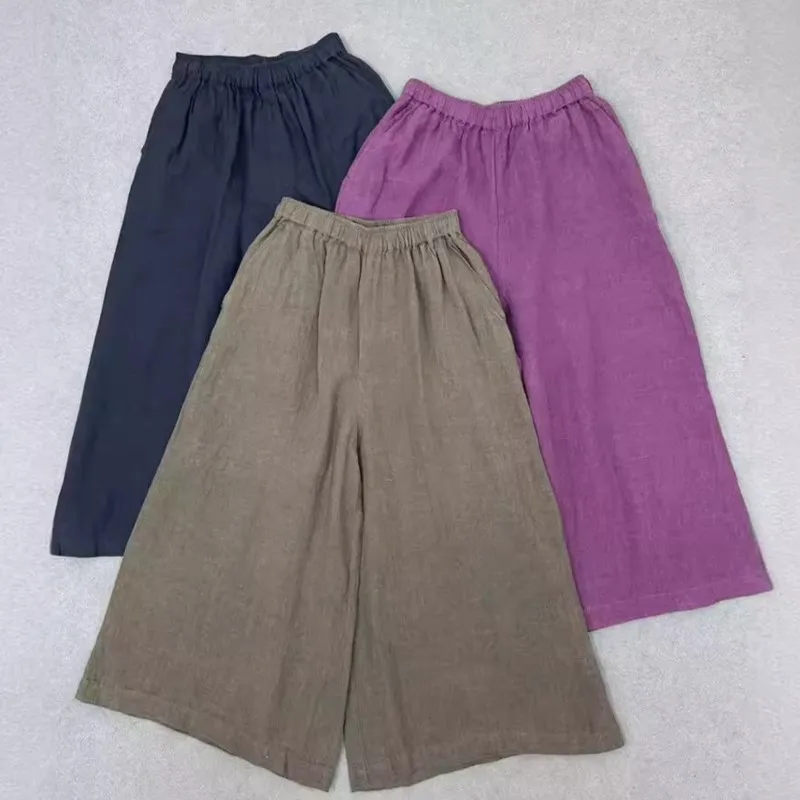 Johnature New Simple Elastic Waist Cotton Linen Wide Leg Pants Women Loose Solid Color Casual Pants 2024 Summer New
Johnature New Simple Elastic Waist Cotton Linen Wide Leg Pants Women Loose Solid Color Casual Pants 2024 Summer New