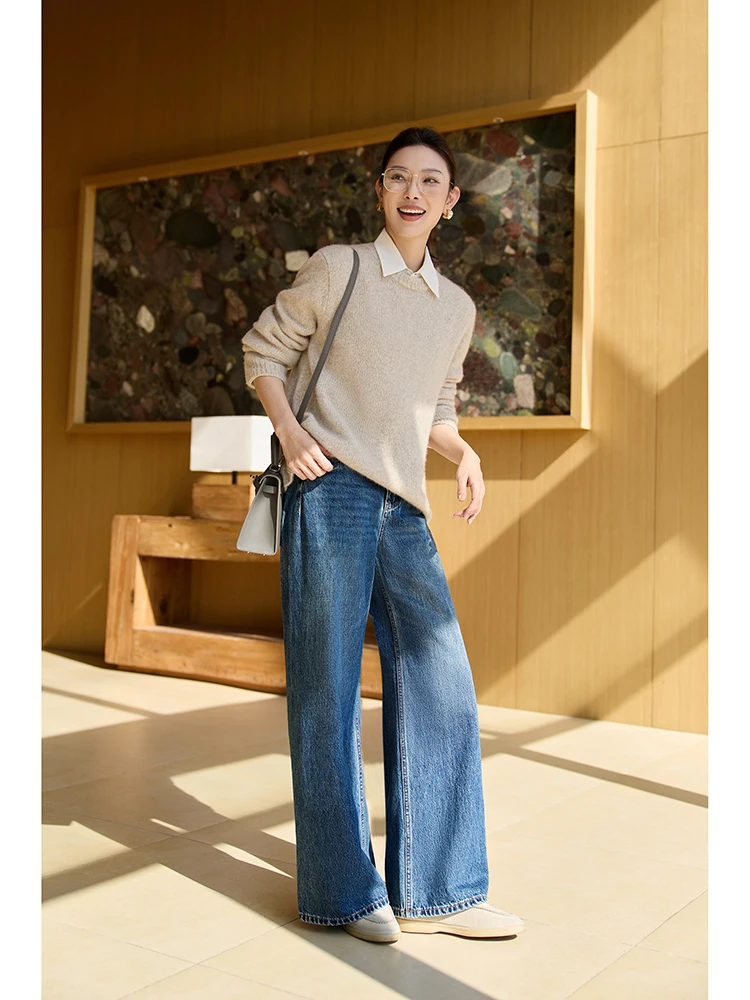 Ningxia jian M6 Wide Leg Jeans Indigo Long Velvet Cotton Loose Feel High Waist Zipper Closure Women's Casual Trousers
Ningxia jian M6 Wide Leg Jeans Indigo Long Velvet Cotton Loose Feel High Waist Zipper Closure Women's Casual Trousers