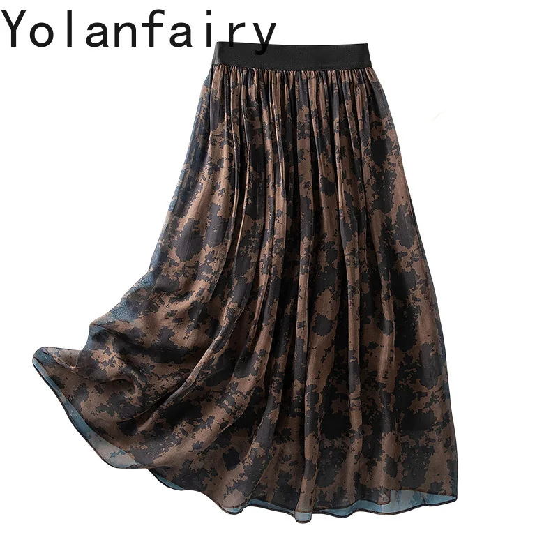 YOLANFAIRY New Fashion 100% Real Mulberry Silk Skirt for Woman Summer Elegant Skirt High Elastic Waist Skirts Long Printed Skirt
YOLANFAIRY New Fashion 100% Real Mulberry Silk Skirt for Woman Summer Elegant Skirt High Elastic Waist Skirts Long Printed Skirt