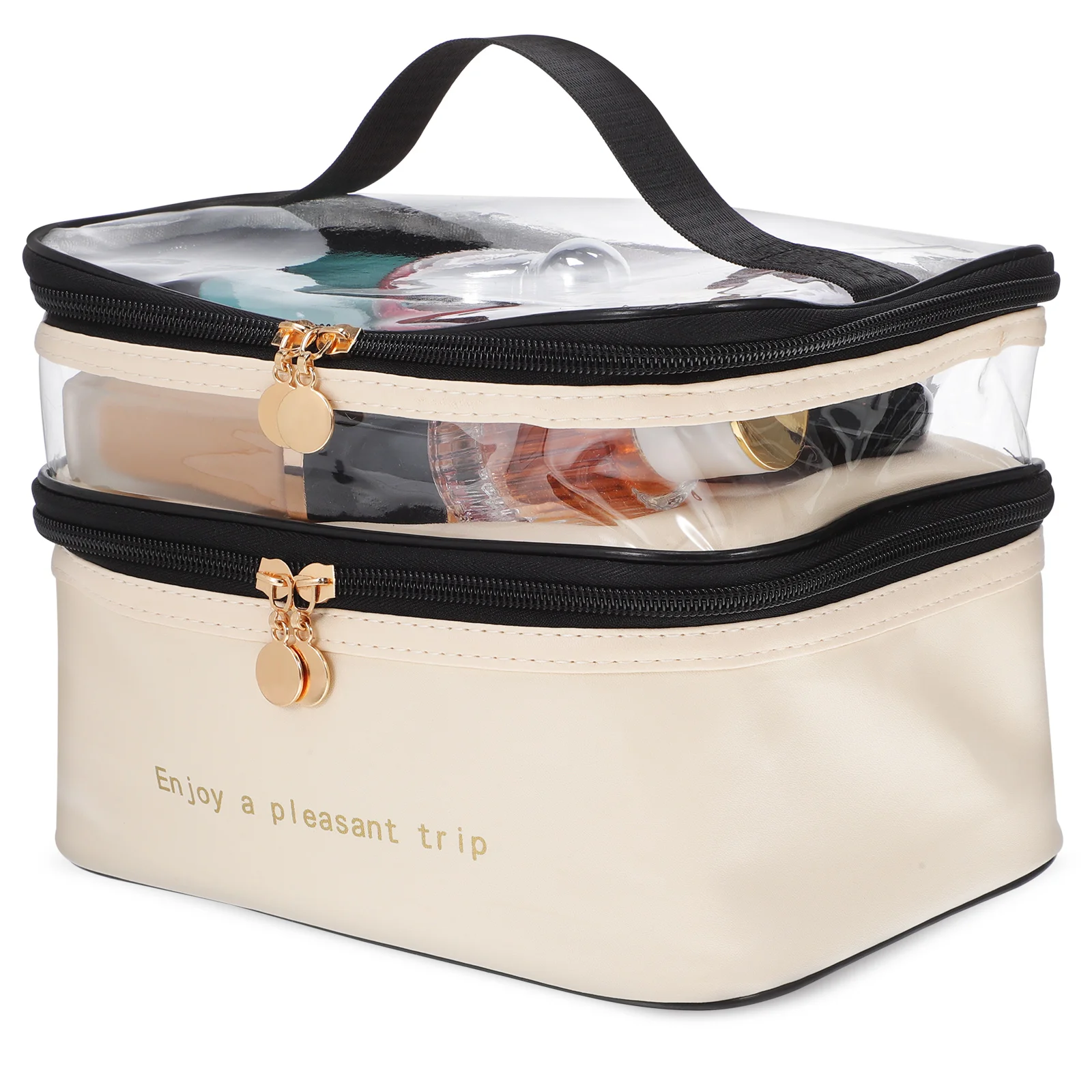 Bag Double Layer Travel Skin Care Organizer Toiletry Makeup Bags PVC Water Resistant Elastic Bands Portable Storage
Bag Double Layer Travel Skin Care Organizer Toiletry Makeup Bags PVC Water Resistant Elastic Bands Portable Storage