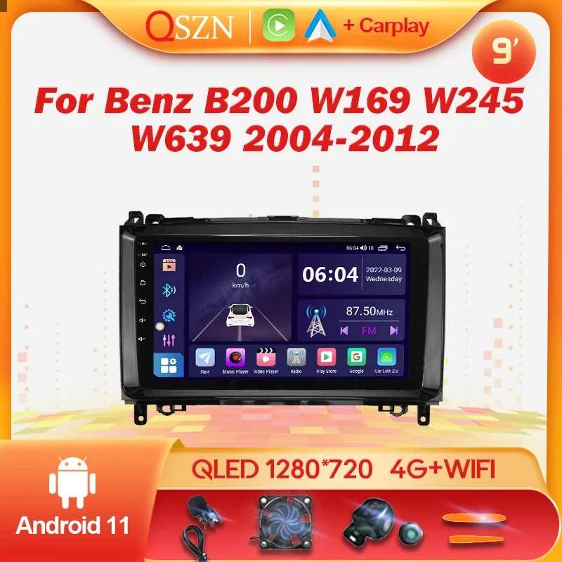 Автомагнитола QSZN 2Din, 9 дюймов, Android, мультимедийный видеоплеер для Mercedes Benz B200, W169, W245W639, 2004-2012, навигация CarPlay
Автомагнитола QSZN 2Din, 9 дюймов, Android, мультимедийный видеоплеер для Mercedes Benz B200, W169, W245W639, 2004-2012, навигация CarPlay