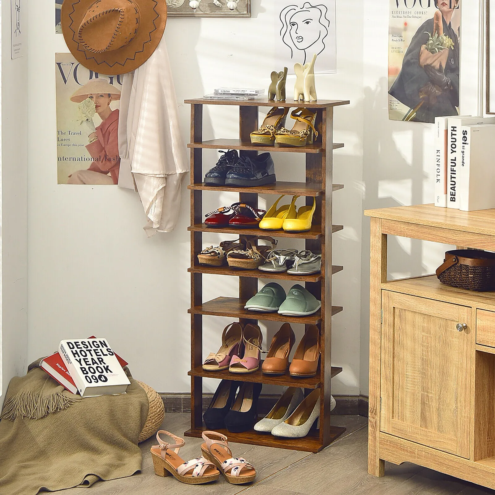 7-Tier Double Shoe Rack Free Standing Shelf Storage Tower Rustic Brown
7-Tier Double Shoe Rack Free Standing Shelf Storage Tower Rustic Brown