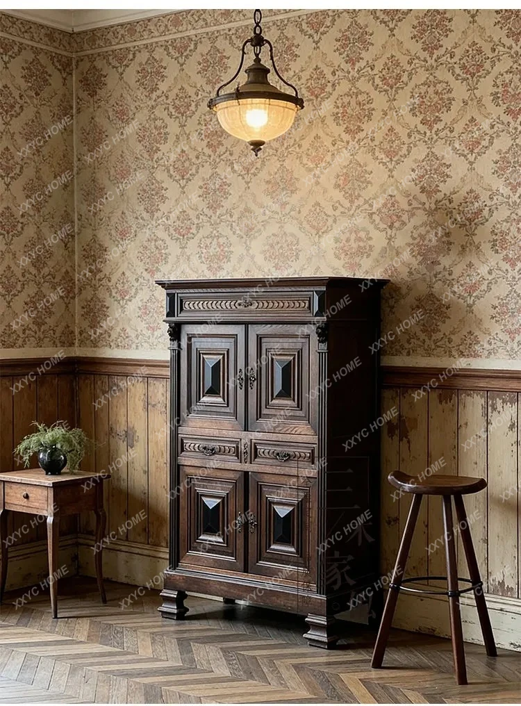 retro solid wood locker carved double door porch cabinet vertical storage cabinet
retro solid wood locker carved double door porch cabinet vertical storage cabinet
