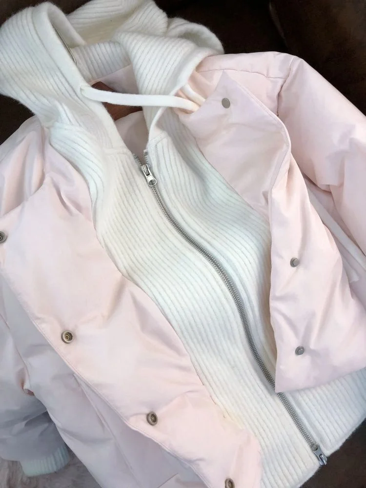Women Winter Cute Two Piece Patchwork Coats Pink Zipper Lace Up Warm Preppy Outwear Korean Sweet Girls Hooded Parkas
Women Winter Cute Two Piece Patchwork Coats Pink Zipper Lace Up Warm Preppy Outwear Korean Sweet Girls Hooded Parkas