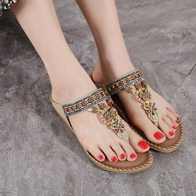 Summer Bohemian Style Women's Sandals Pinch Foot Beaded Rhinestone Buckle Beach Women's Slippers Woman Shoes Sandalias de Mujer
Summer Bohemian Style Women's Sandals Pinch Foot Beaded Rhinestone Buckle Beach Women's Slippers Woman Shoes Sandalias de Mujer