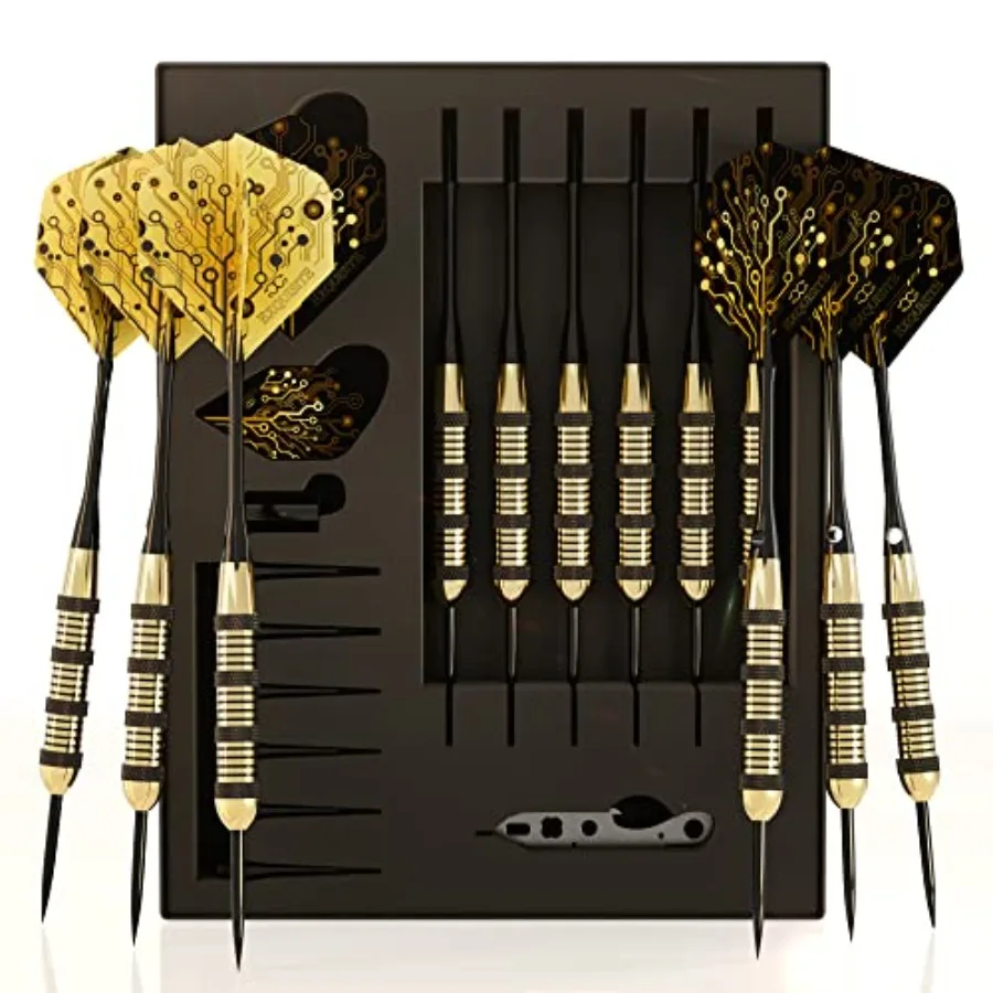 Premium Steel Tip Darts Set - Professional Darts, Brass Barrels, Metal Tip Darts, Extra Flights, 12 Aluminum Shafts 35/48, O-Ri
Premium Steel Tip Darts Set - Professional Darts, Brass Barrels, Metal Tip Darts, Extra Flights, 12 Aluminum Shafts 35/48, O-Ri