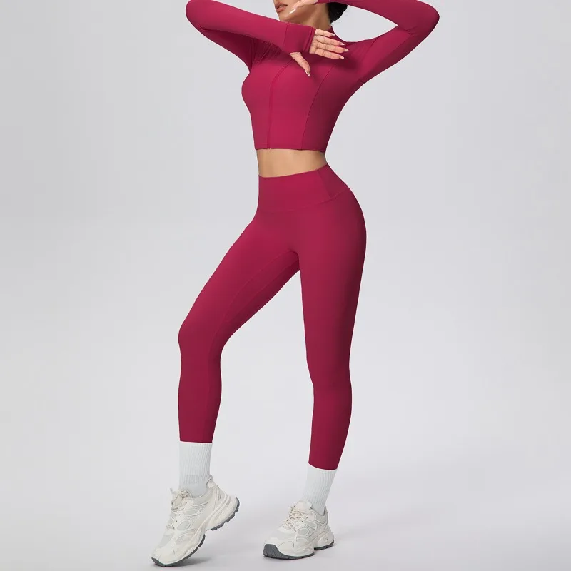 New Women Yoga Set Solid Color Double-Sided Brushed Bare Feel Short Long-Sleeve Jacket Tight Pants Running Fitness 2-Piece Set
New Women Yoga Set Solid Color Double-Sided Brushed Bare Feel Short Long-Sleeve Jacket Tight Pants Running Fitness 2-Piece Set