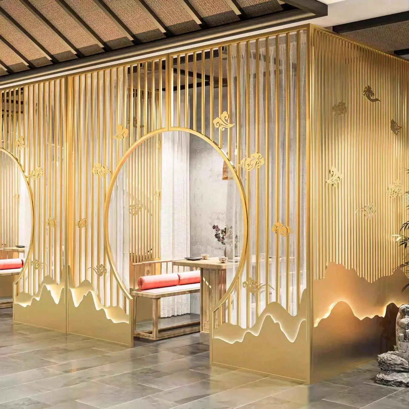 P45New Chinese restaurant teahouse hotel private room box iron arch grille entrance decoration door screen partition
P45New Chinese restaurant teahouse hotel private room box iron arch grille entrance decoration door screen partition