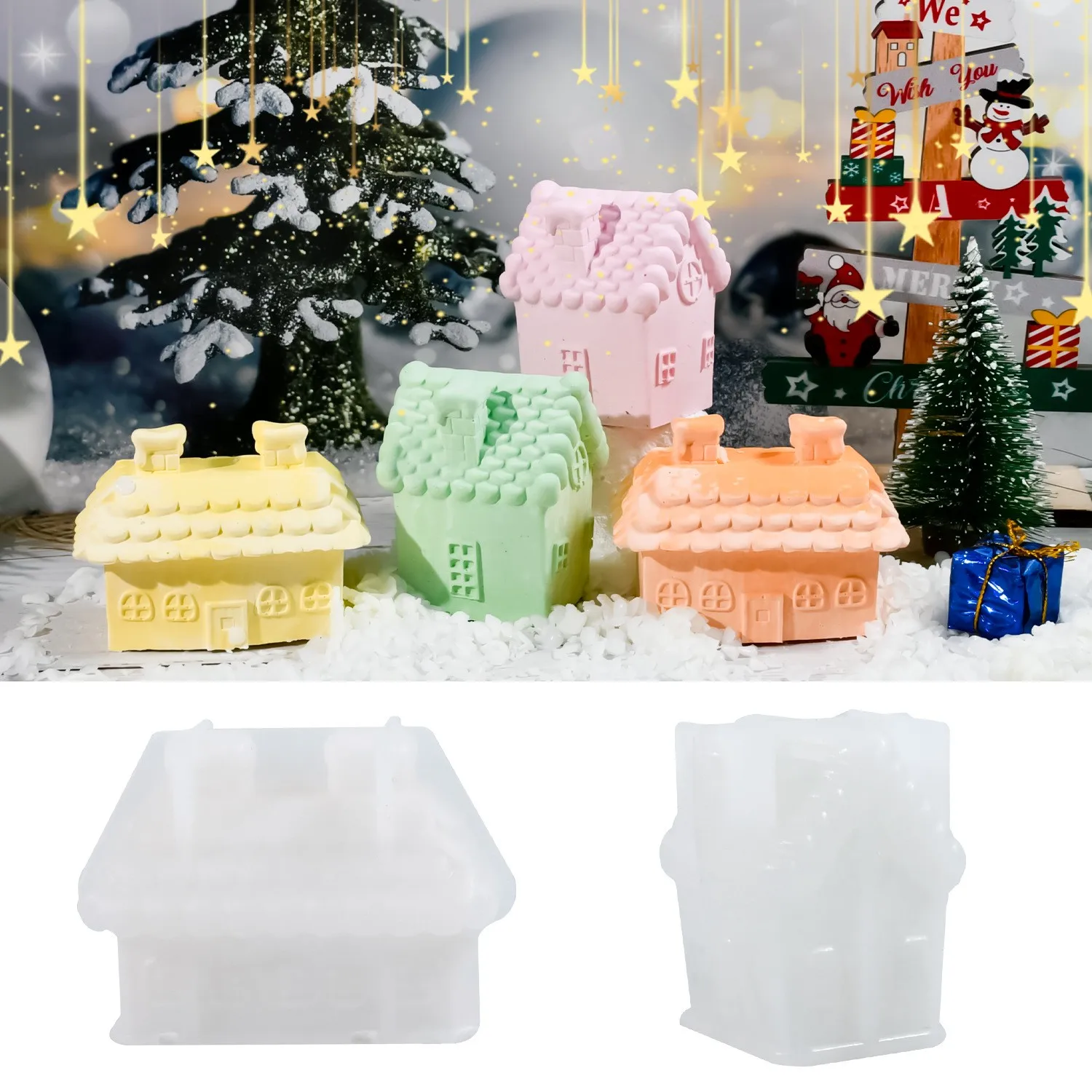 3D Christmas House Silicone Mold Snowhouse Home Desktop Decoration DIY Candle Aromatherapy Cake Topper Epoxy Resin Mold
3D Christmas House Silicone Mold Snowhouse Home Desktop Decoration DIY Candle Aromatherapy Cake Topper Epoxy Resin Mold