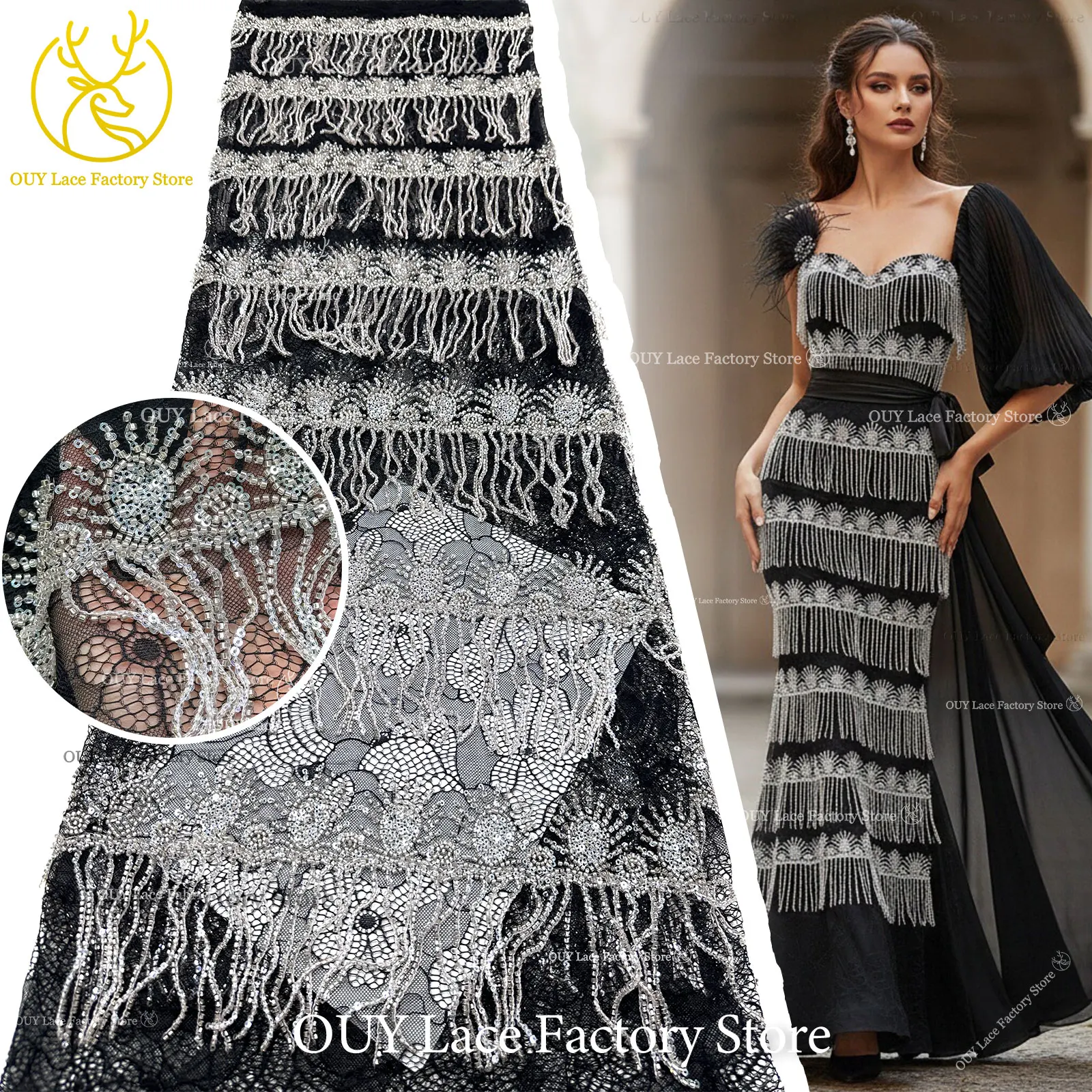 2026 French 3D Hanging Silver Beaded Lace Luxury Tulle African Sequins Lace Fabric For Nigerian Wedding Party Dress Sewing
2026 French 3D Hanging Silver Beaded Lace Luxury Tulle African Sequins Lace Fabric For Nigerian Wedding Party Dress Sewing