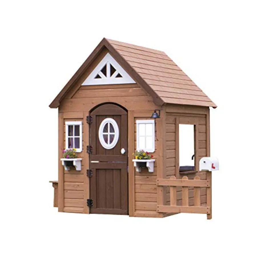 Backyard outdoor playhouse: cedar wood, natural color, weather-resistant construction with play kitchen, snack bar, picnic benc
Backyard outdoor playhouse: cedar wood, natural color, weather-resistant construction with play kitchen, snack bar, picnic benc