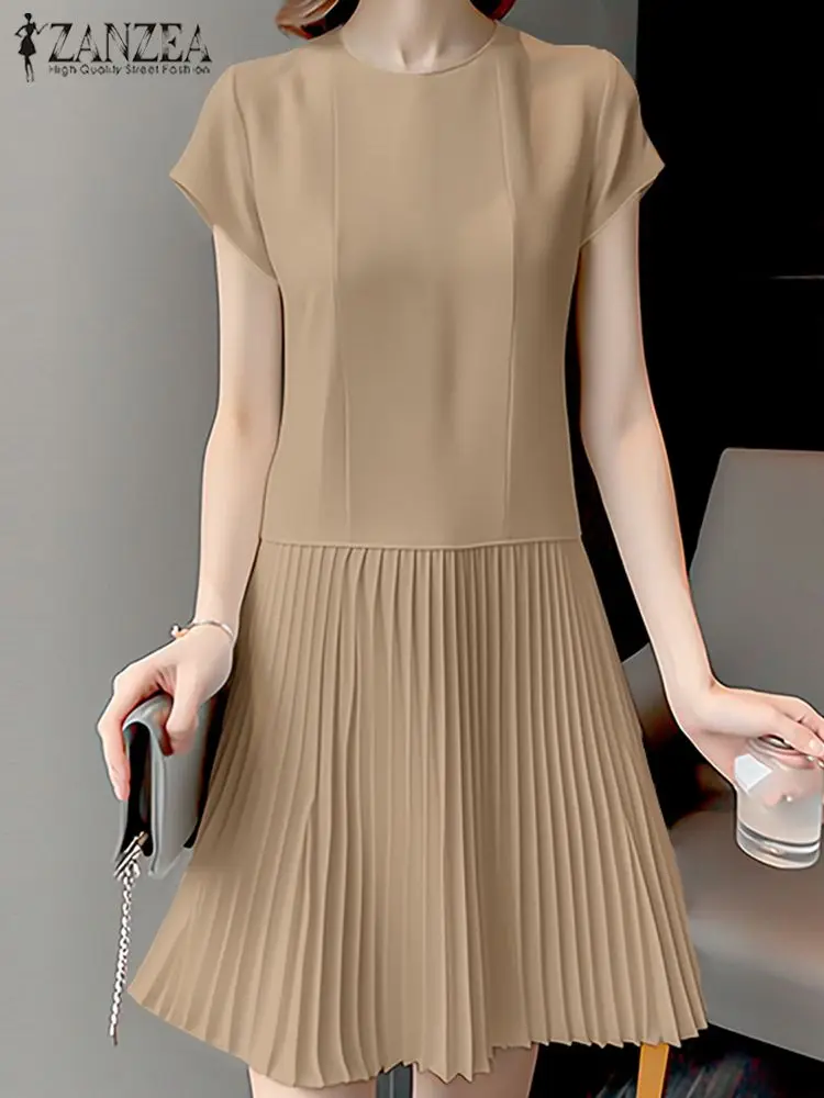 ZANZEA Casual Round Neck Short Robe Women Pleated Long Dress Summer Elegant Short Sleeve Vestidos 2024 Solid A Line Midi Dresses
ZANZEA Casual Round Neck Short Robe Women Pleated Long Dress Summer Elegant Short Sleeve Vestidos 2024 Solid A Line Midi Dresses