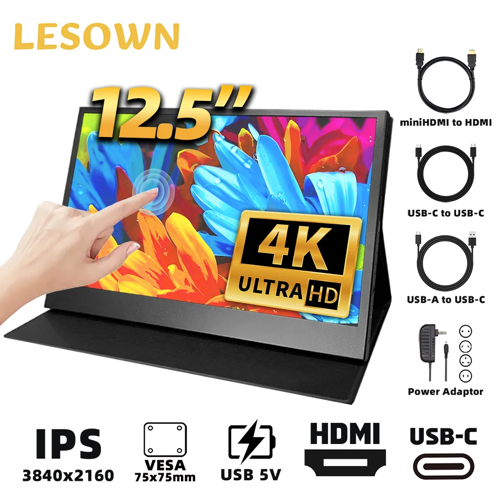 LESOWN 12.5 inch Portable IPS Side Screen Monitor 1920x1080 Mobile Use Compact Secondary Display with HDMI Type-C for Home Offic
LESOWN 12.5 inch Portable IPS Side Screen Monitor 1920x1080 Mobile Use Compact Secondary Display with HDMI Type-C for Home Offic