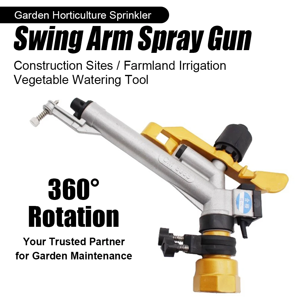 360° Rotation Swing Arm Spray Gun Horticulture Sprinkler for Garden Maintenance Farmland Irrigation Construction Site Sprinkling
360° Rotation Swing Arm Spray Gun Horticulture Sprinkler for Garden Maintenance Farmland Irrigation Construction Site Sprinkling