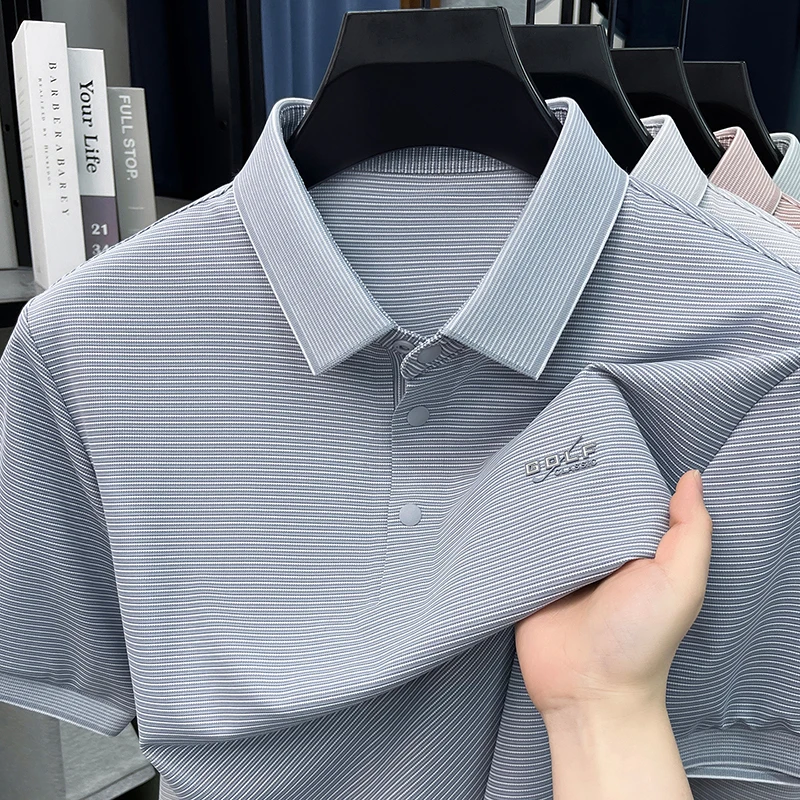 Men's Striped Short Sleeved Polo Shirt, Summer Middle-aged Business Casual Breathable Thin Half Sleeved T-shirt
Men's Striped Short Sleeved Polo Shirt, Summer Middle-aged Business Casual Breathable Thin Half Sleeved T-shirt