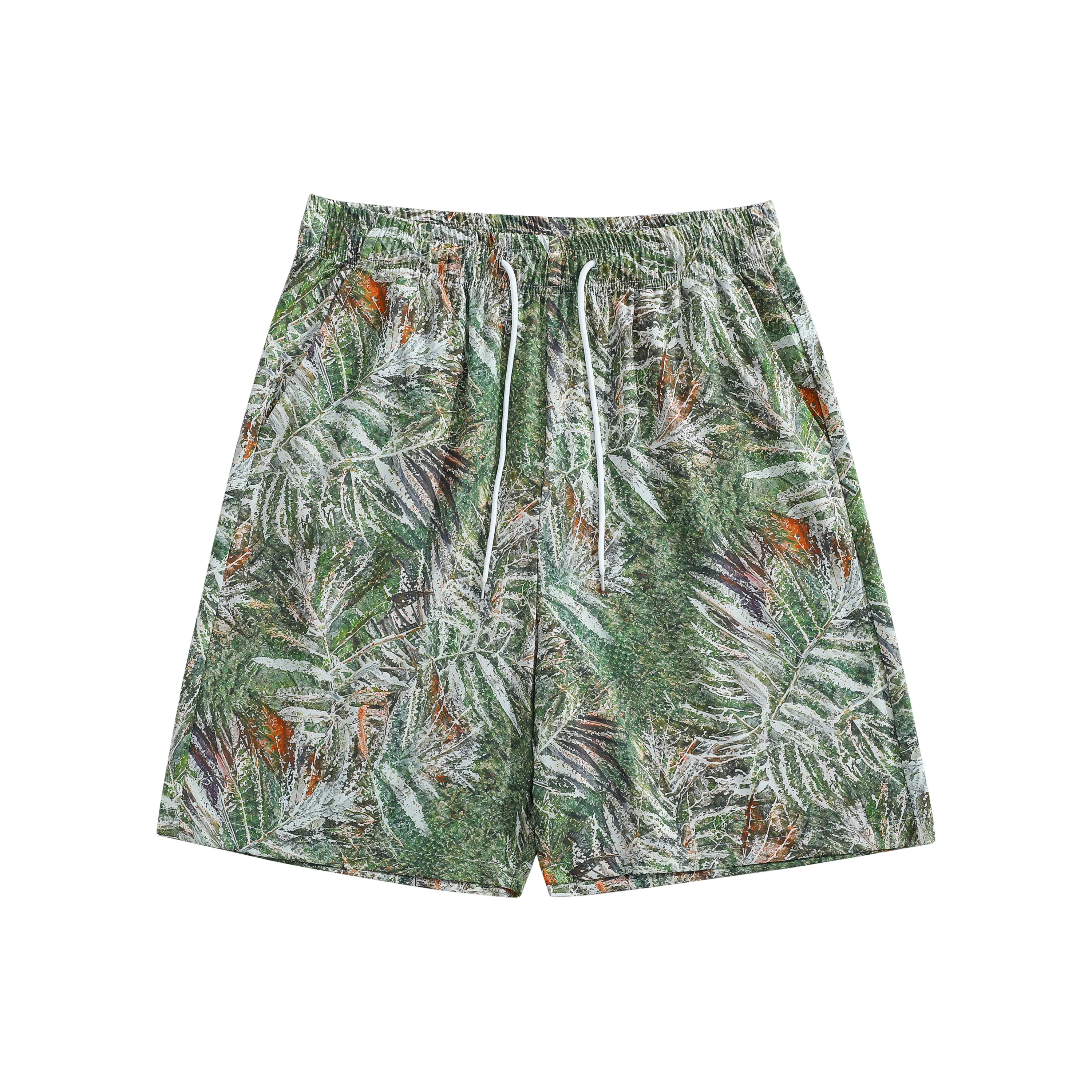 Mens Casual Shorts Tropical Leaf Print Green with Orange Grey Accents Elastic Drawstring Waist Loose Fit Summer Vacation Pants
Mens Casual Shorts Tropical Leaf Print Green with Orange Grey Accents Elastic Drawstring Waist Loose Fit Summer Vacation Pants