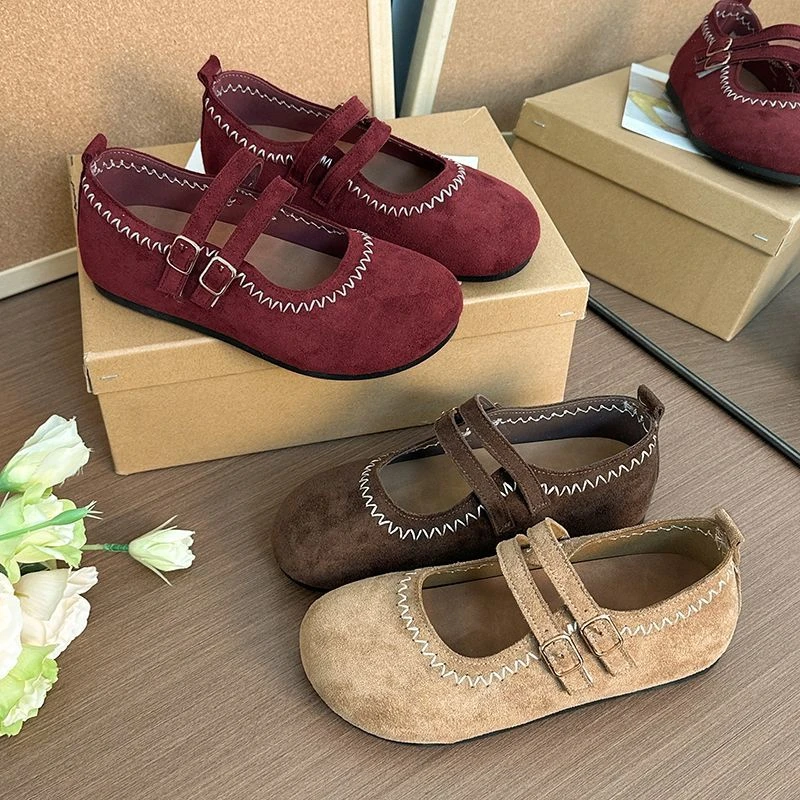 Vintage Faux Suede Leather Mary Jane Flats Women's Double Buckle Strap Zigzag Stitch Round Toe Moccasins Grandma Daily Shoes New
Vintage Faux Suede Leather Mary Jane Flats Women's Double Buckle Strap Zigzag Stitch Round Toe Moccasins Grandma Daily Shoes New