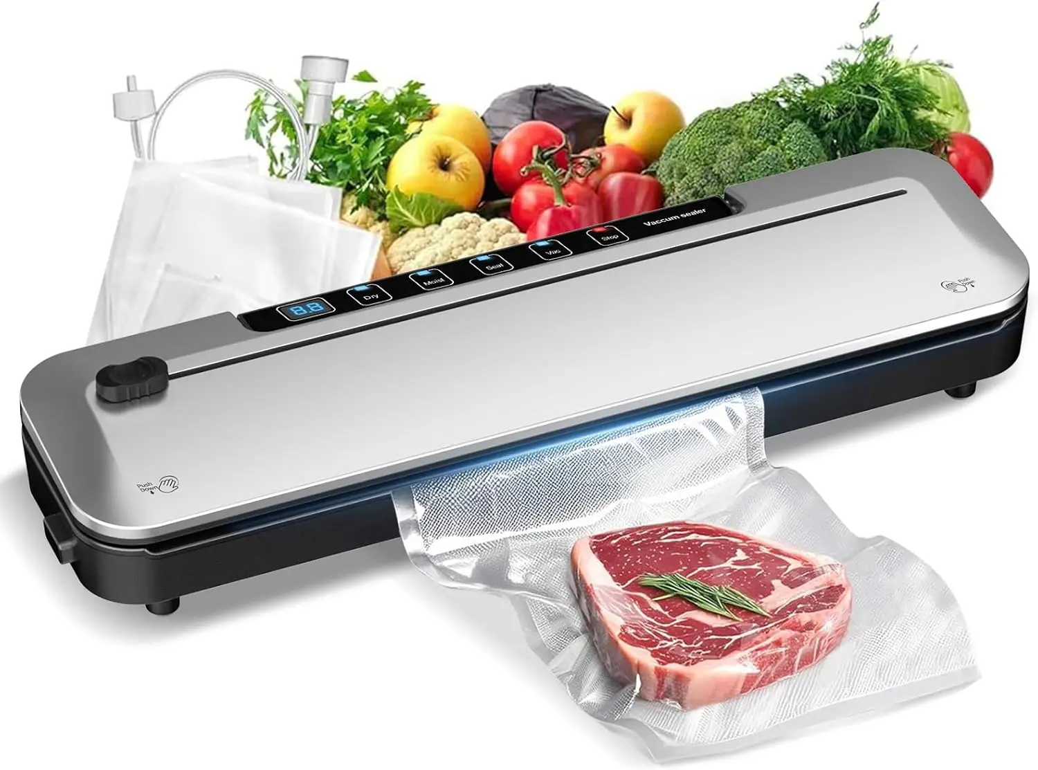 Vacuum Sealer Machine 75KPa Food with 6-in-1 Dry/Moist Modes & Digital Timer, Compact Lightweight Design, Built-in Cutter + 10
Vacuum Sealer Machine 75KPa Food with 6-in-1 Dry/Moist Modes & Digital Timer, Compact Lightweight Design, Built-in Cutter + 10