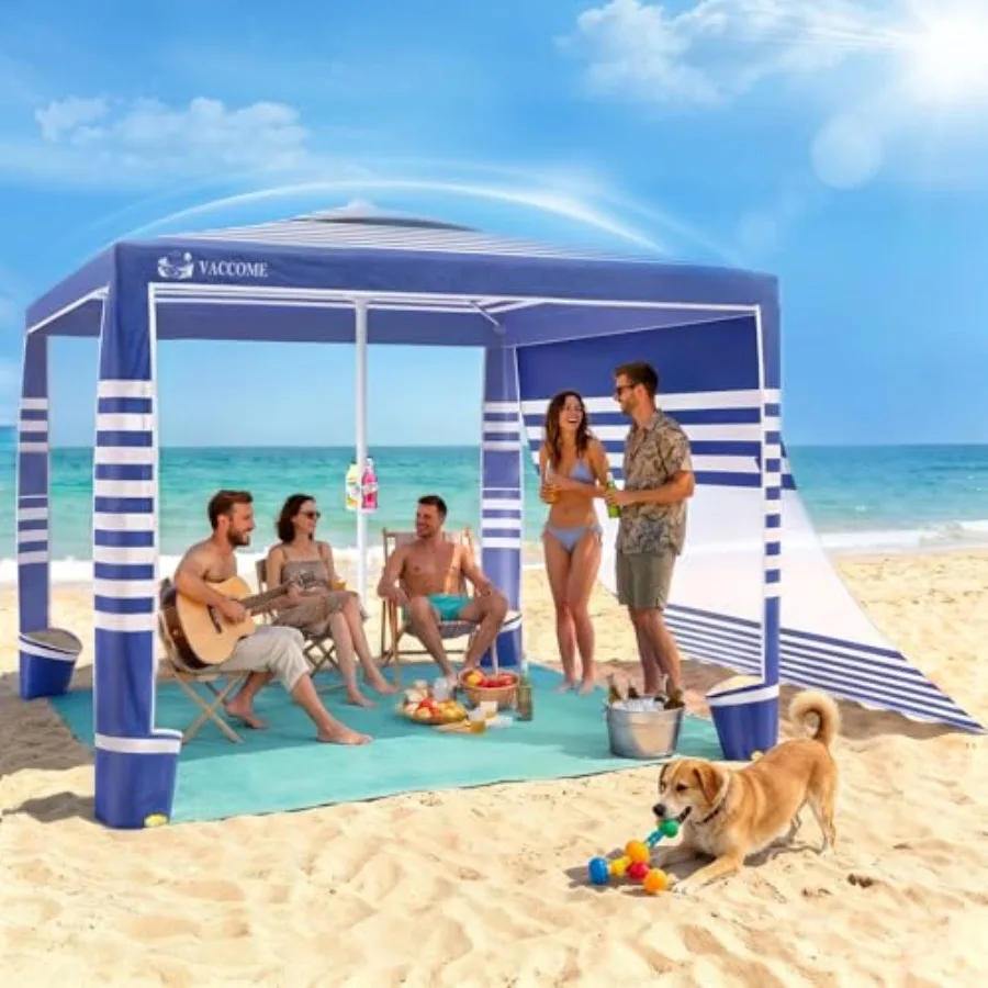 Beach Cabana, 8 x 8 Feet Large Pop Up Beach Canopy Tent for 6-8 People, UPF 50+ Beach Tent Sun Shelter with Sidewall, Wind Resi
Beach Cabana, 8 x 8 Feet Large Pop Up Beach Canopy Tent for 6-8 People, UPF 50+ Beach Tent Sun Shelter with Sidewall, Wind Resi