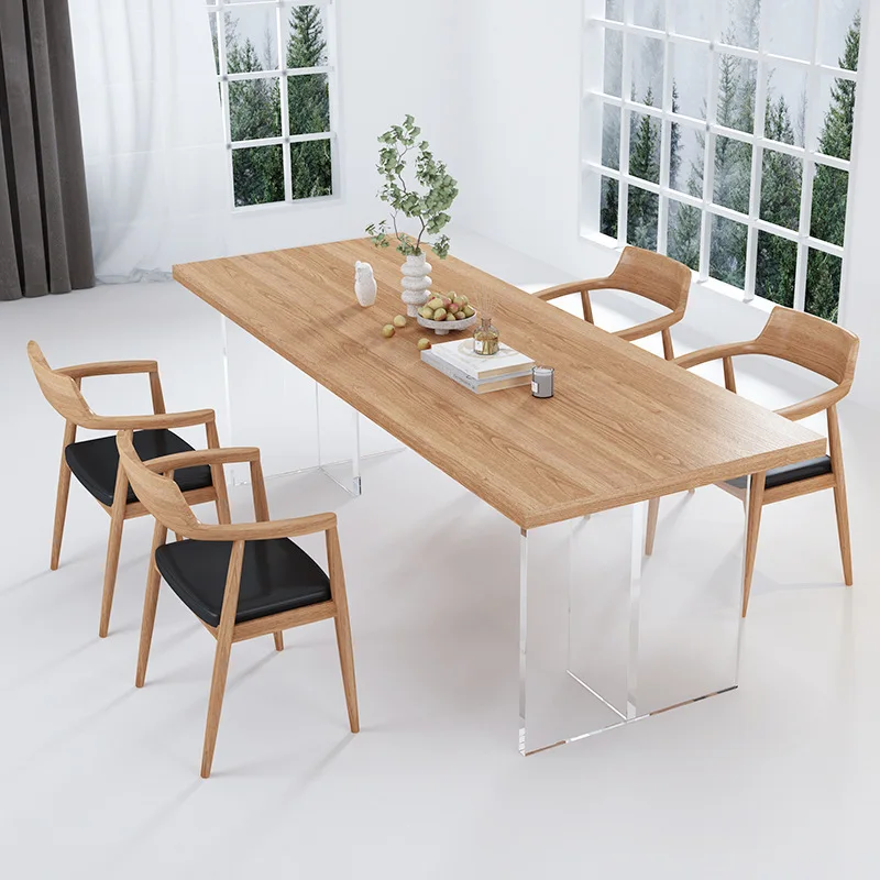 Acrylic solid wood, restaurant rectangular floating dining table
Acrylic solid wood, restaurant rectangular floating dining table