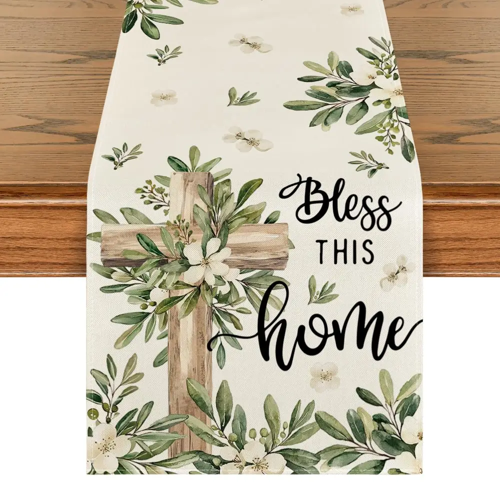 Cross Olive Leaves Spring Table Runner,Seasonal Summer Easter Kitchen Dining Table Decoration for Home Party Decor
Cross Olive Leaves Spring Table Runner,Seasonal Summer Easter Kitchen Dining Table Decoration for Home Party Decor