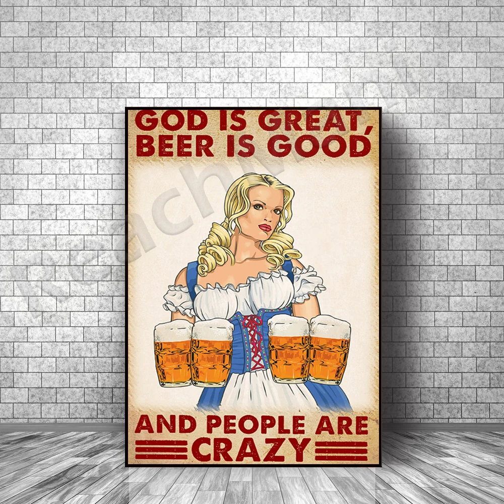 God is great, beer is good people are crazy poster, love beer poster, retro style poster, gift for friend home decor -
God is great, beer is good people are crazy poster, love beer poster, retro style poster, gift for friend home decor -